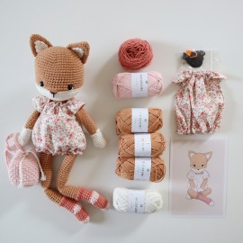 Kit Crochet Socquette, jolie renarde – Coffret Complet, Patron PDF